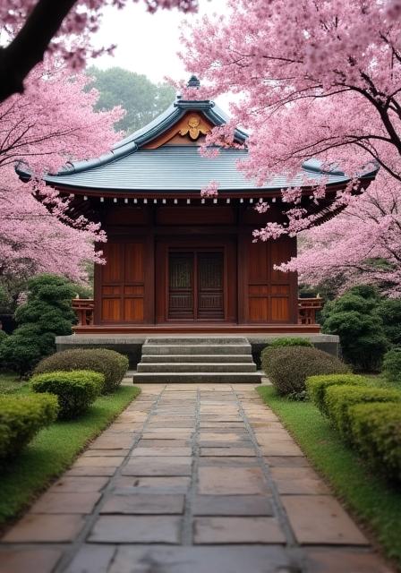 Tempio storico a Kyoto immerso nei ciliegi